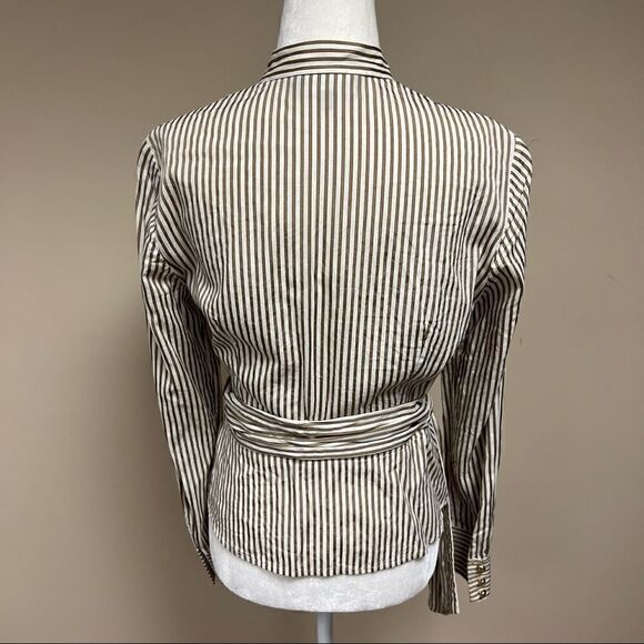 Jones New York pleated front striped button down. S - Picture 5 of 7